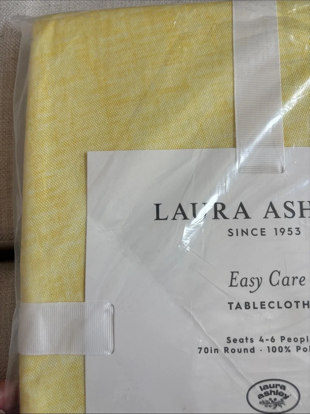 Laura Ashley Decorative Tablecloth, Wrinkle and Stain Resistant,70